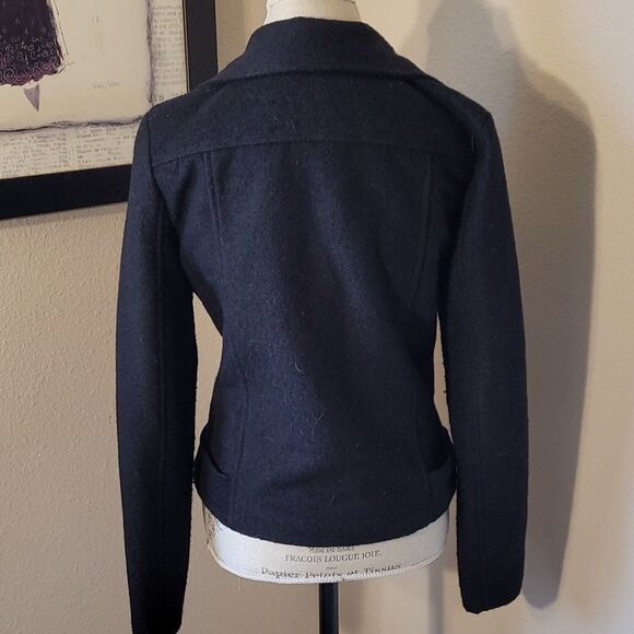 Black Mixed Wool Moto Jacket - Picture 8 of 15